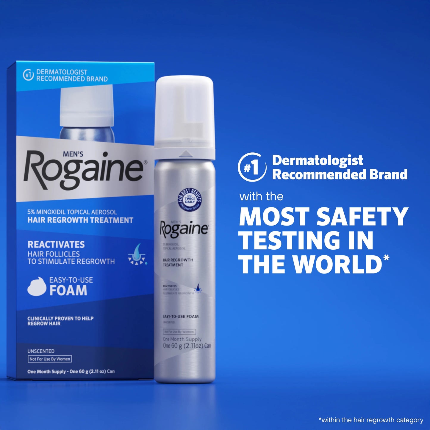 Mens ROGAINE® 5% Minoxidil Unscented Foam